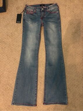 NWT True Religion Bootcut Jeans with Red Contrast Stitching Retailed at $204